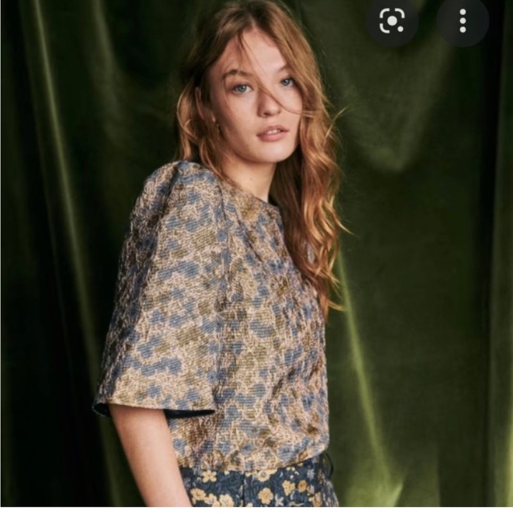 Sézane Gabrielle Jacquard Fleur Blouse NWT Size 36 4